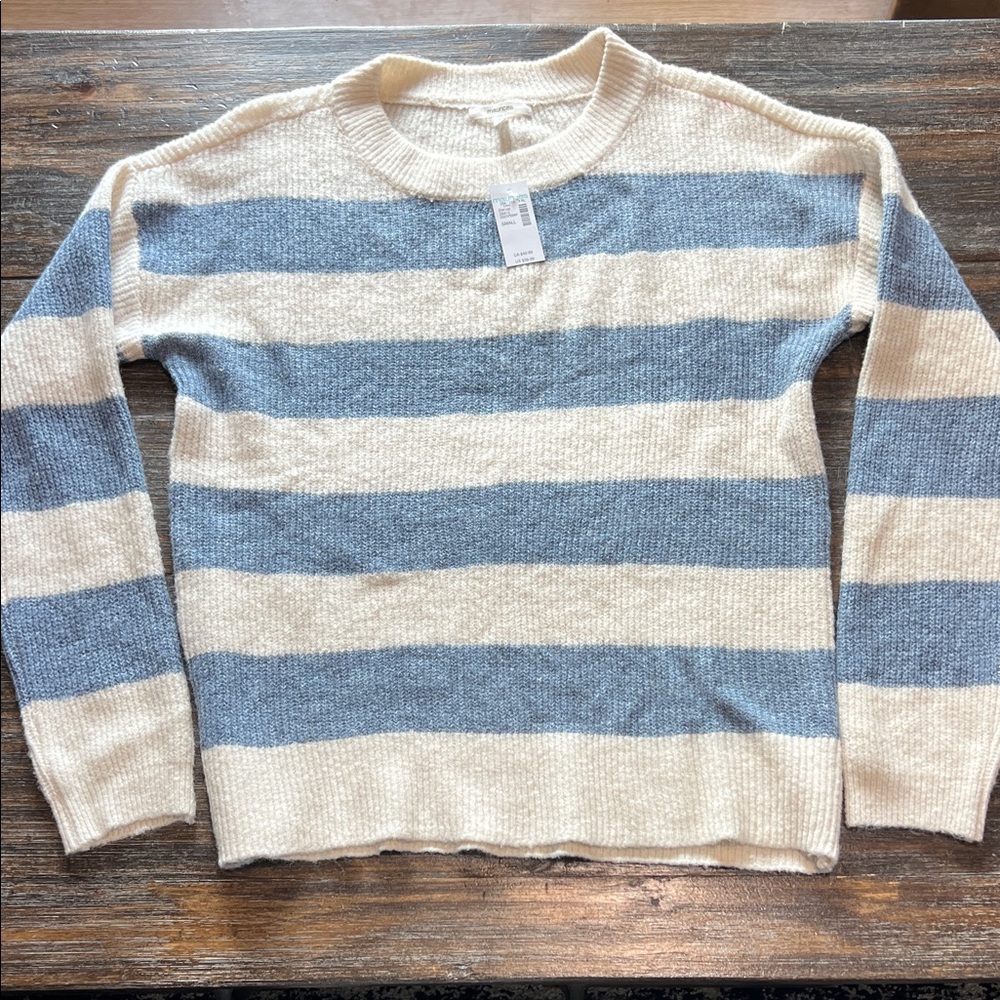 Maurices Blue and Cream Striped Sweater
